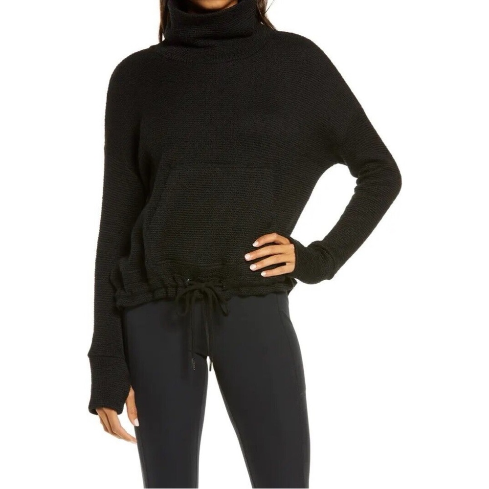 NWT! Sweaty Betty Bouclé Funnel Neck Sweatshirt - Black - Size Large